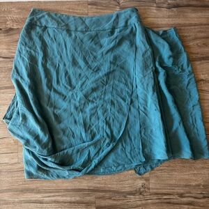Eileen Fisher midi teal silk skirt size XL